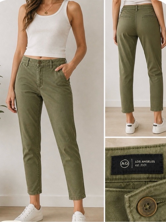 Ag Adriano Goldschmied Pants - AG Adriano Goldschmied Caden Tailored Trousers 31R Pants Olive Green Women’s